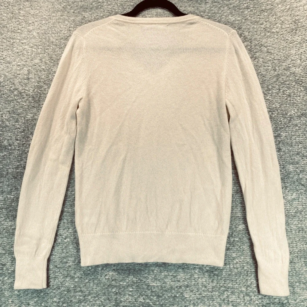 Quince 100% Cashmere V Neck Sweater Cream Size S see photos - Picture 7 of 7